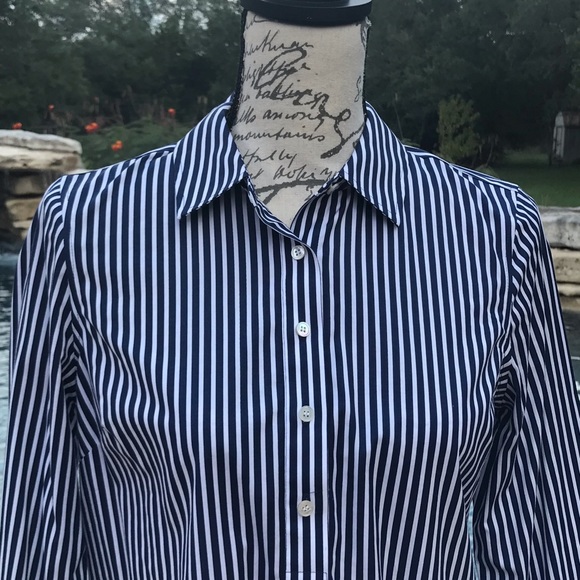 Talbots Non Iron Perfect Striped Tunic Caddy Sz 6P - Picture 3 of 10